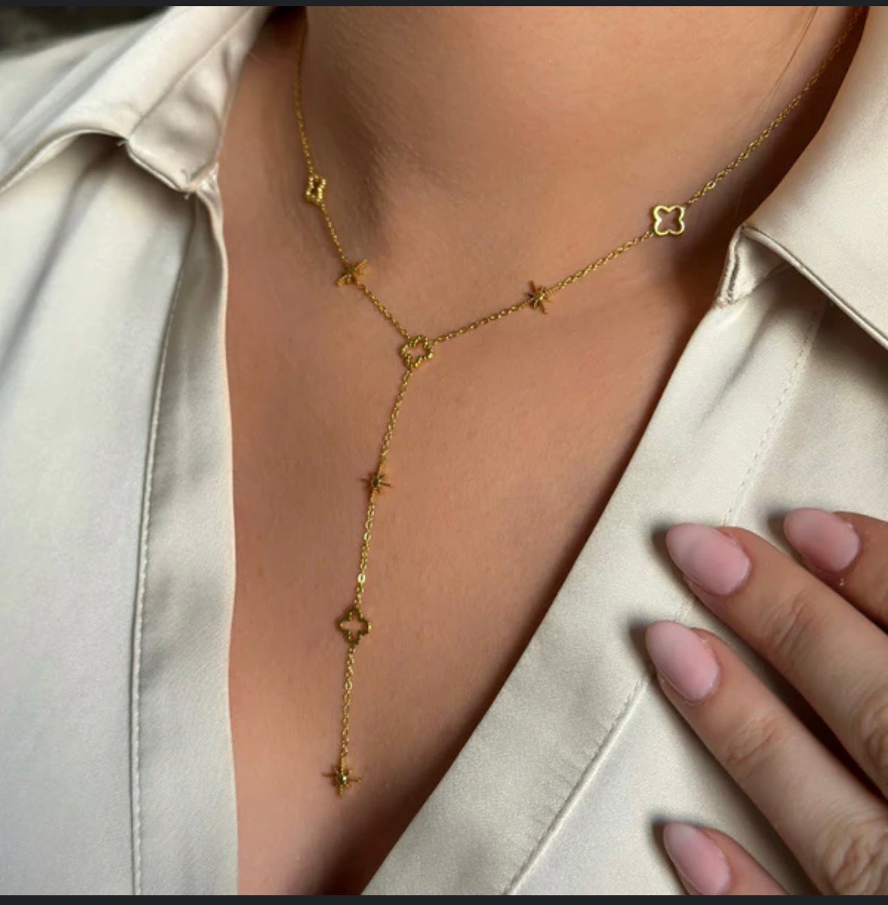 Collier Y trèfle et étoile