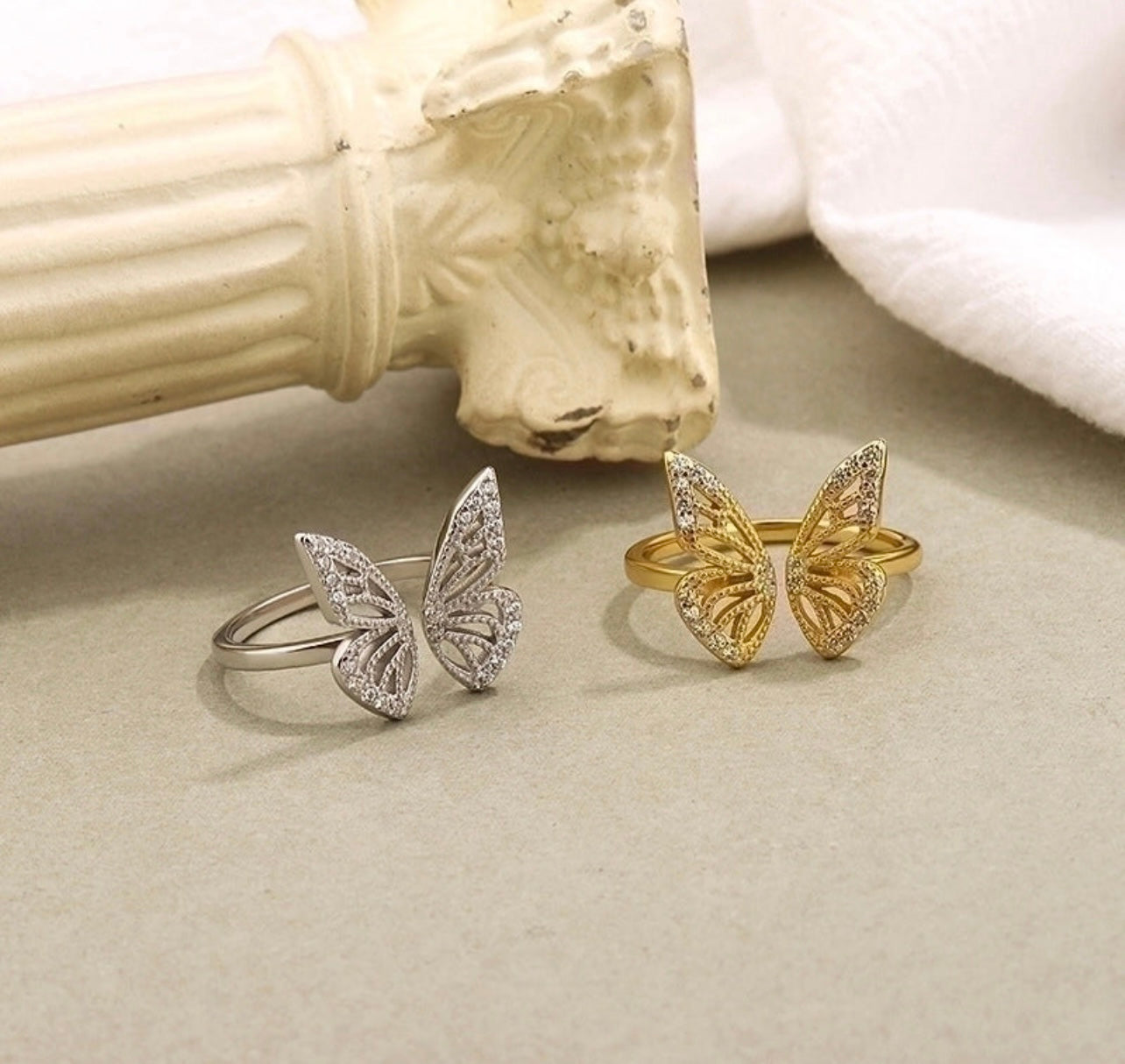 Bague en argent papillon